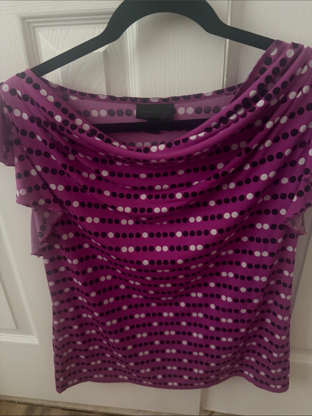 Worthington Purple Polka Dot Cowl Neck Blouse